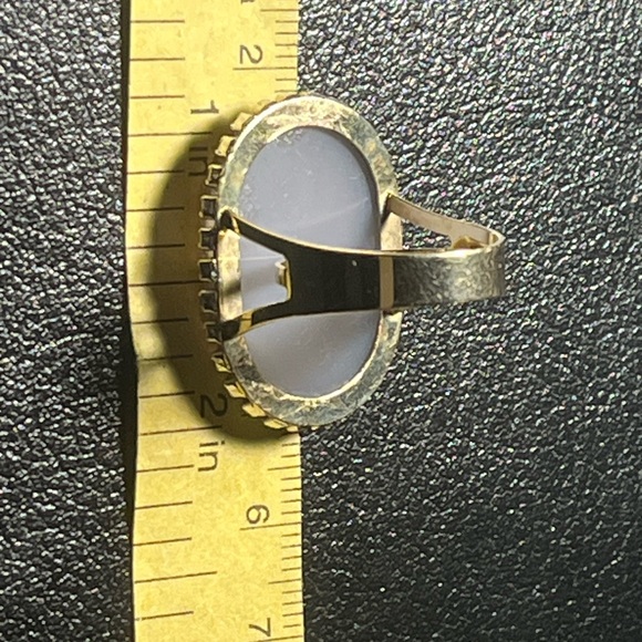 Milor 14K Yellow Gold Druzy & White Topaz Ring with druzy set of earrings. - Picture 13 of 13